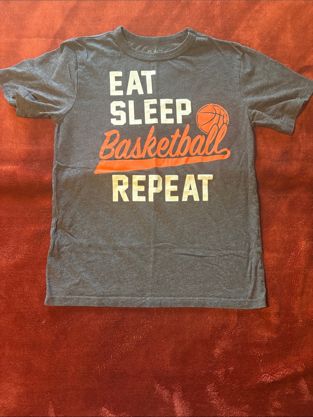 The Children's Place Gray Tee with Orange & White Basketball Graphic